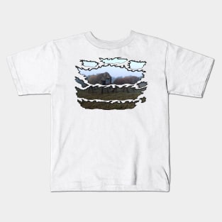 Wildlife Ripped Elephant Herd Mist Kids T-Shirt